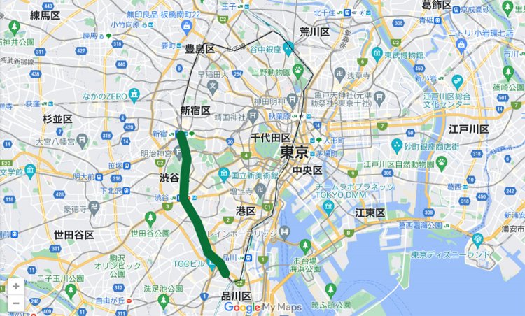 Google My Mapsで作成。