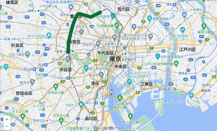 Google My Mapsにて作成。
