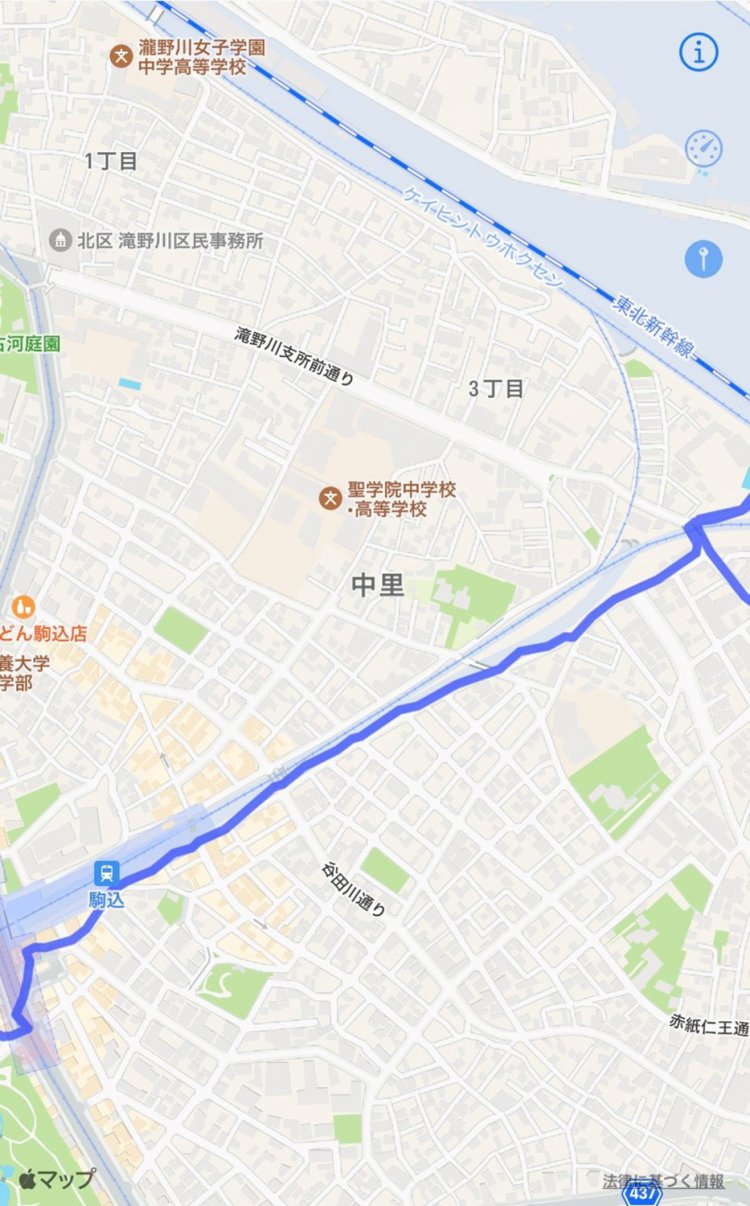 アプリ「ルートヒストリー」で記録。西から東へ直進。