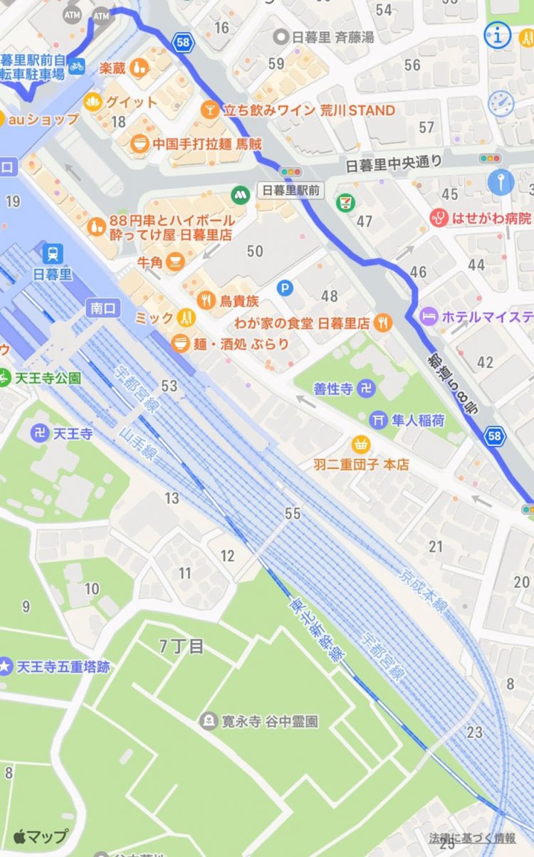 地図上、北から東方向へ。