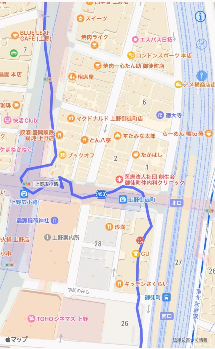 御徒町から山手線沿いにシフト。