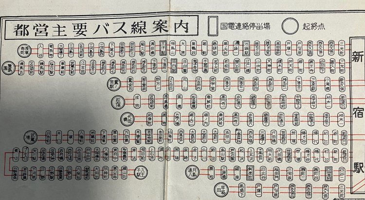 昭和30年代にはバス網が充実。当時の路線図にも「椎名町四」の文字をしっかり見て取れる。（地図出版社『都電・都バス案内』より）