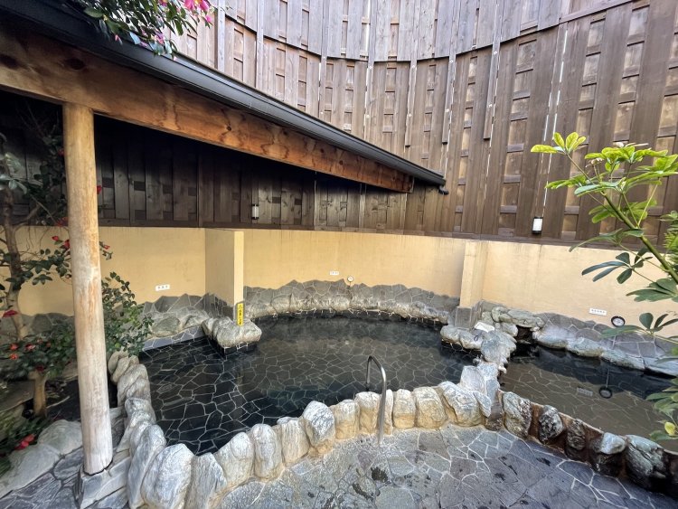 露天風呂は深さや温度も選べる。