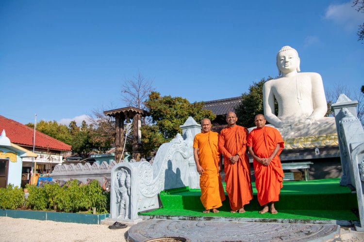 柔和な大仏がつくばの農村を見守る。