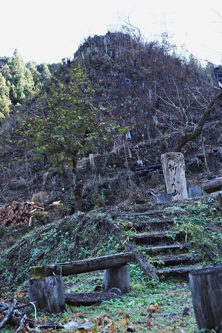 森久保集落にある堂山。昔から村の様々な儀式が行われてきた。疫病退散を祈願し、“祈りの山”と名付けた。