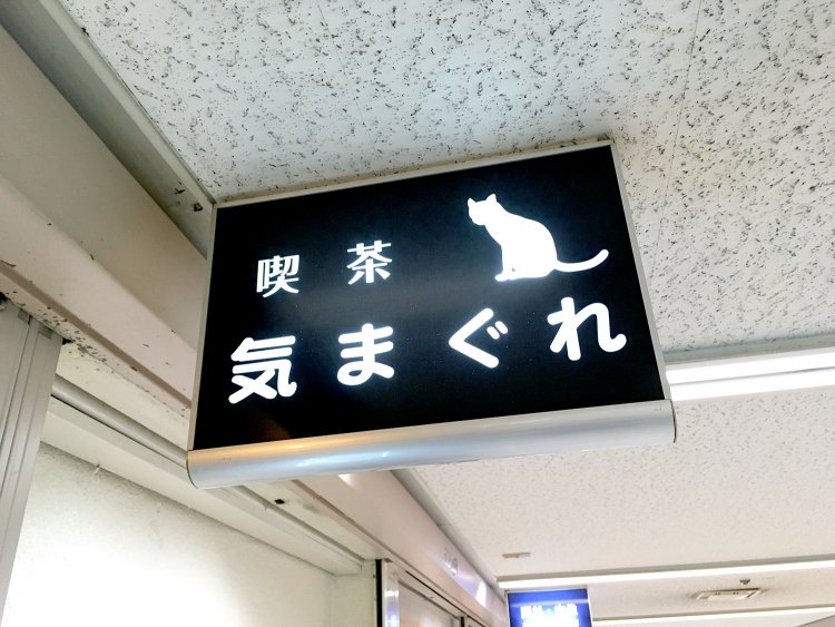 天井から下がるこの看板を目印にすると分かりやすい。