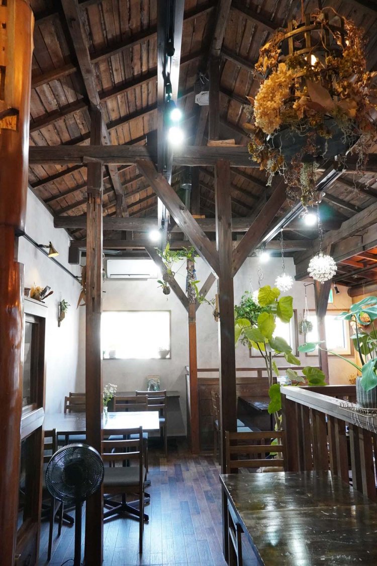 観葉植物や彩り鮮やかな花が飾られ、癒やしの空間が広がる。