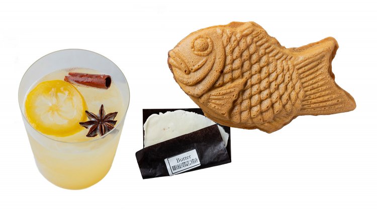 スパイスが効いた自家製クラフトコーラ450円。追いバターたい焼き320円。