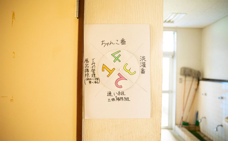 相撲場に貼られた当番表。