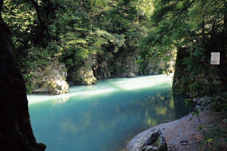 登計橋を渡った先に静かな多摩川の風景がある。日原川や多摩川沿いには氷川渓谷遊歩道がつけられていて散策できる。