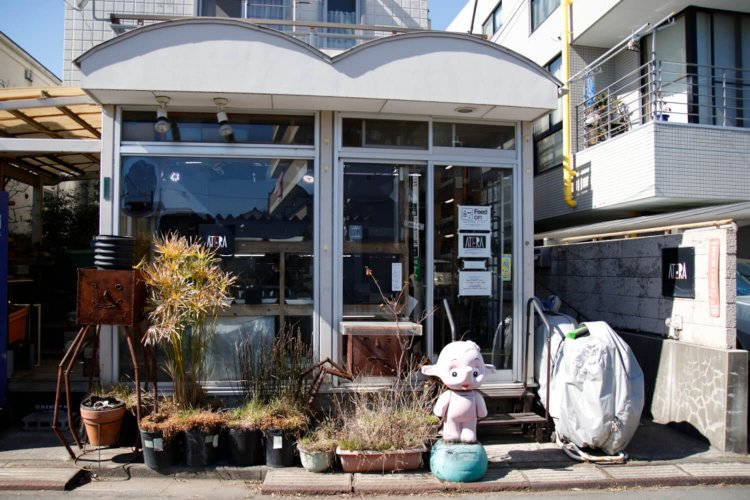 自宅を改造した温室のような店。住宅地にある。