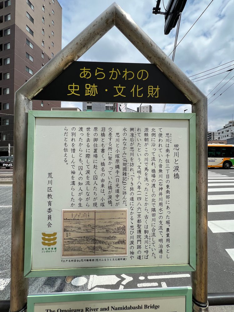 左手の方角に200メートルほど行ったところには小塚原刑場跡もある。