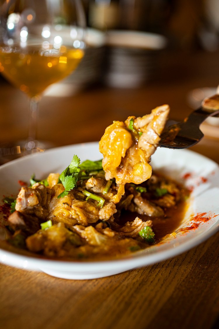 ラム・豚もつのスパイス煮1000円。