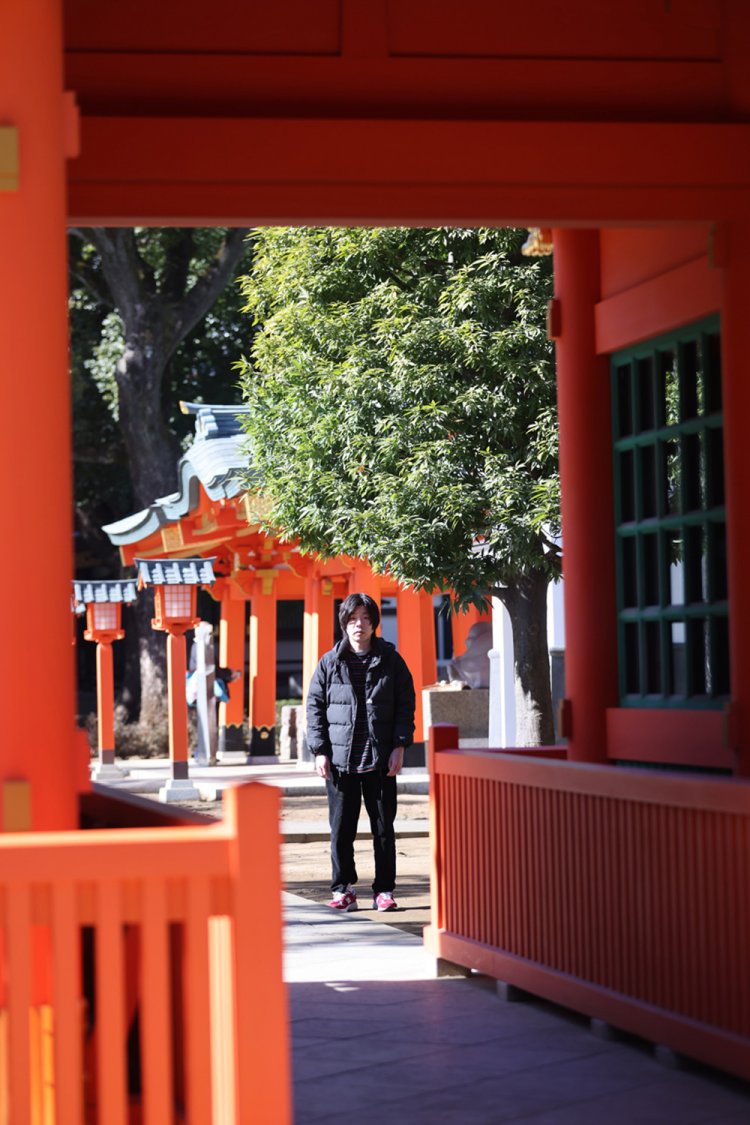 穴八幡宮にて。