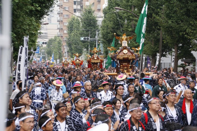 53基の神輿が連なって渡御する光景は圧巻！