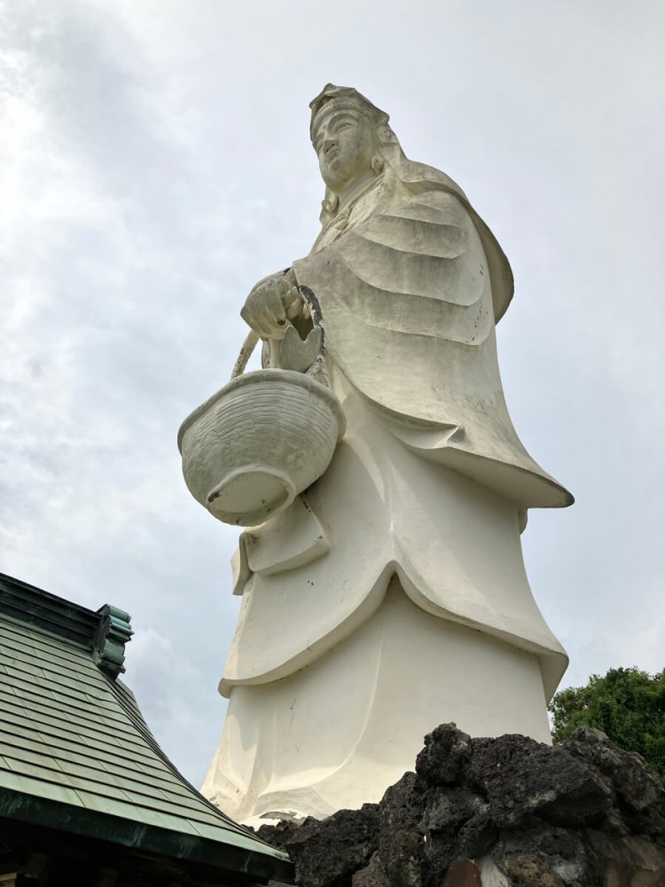 真下から見上げるとカゴの中身が見えづらいが、魚の尾びれは確認できる。