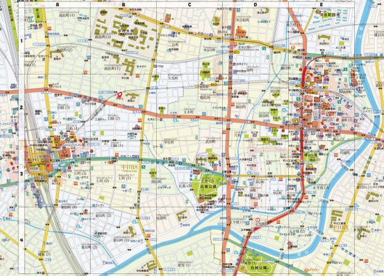 今和泉隆行さんの中村市の地図（今回の範囲のみを抜粋・編集部で加工）。