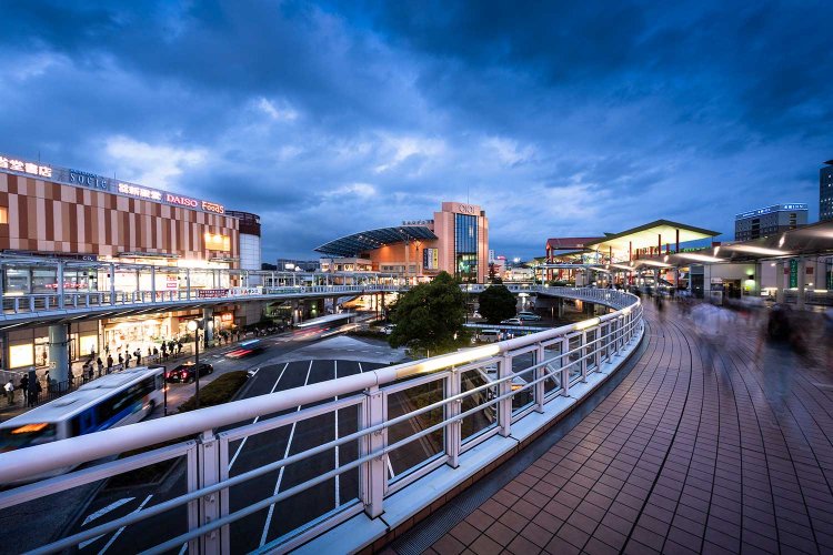 ペデストリアンデッキからの夕景。