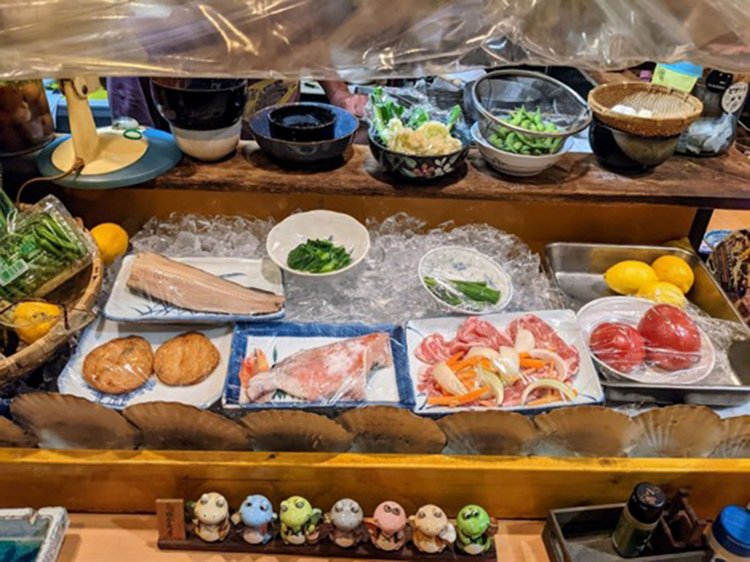 炉端焼き用の食材たち。