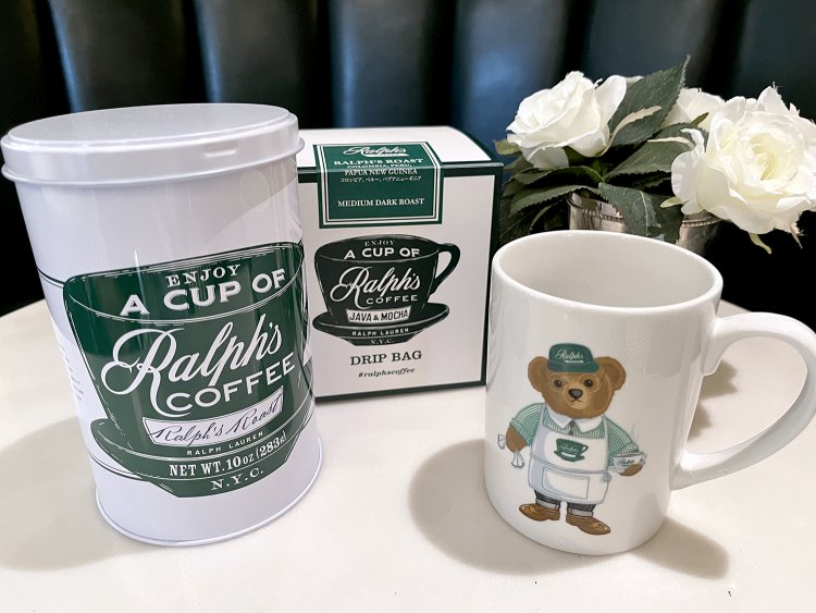 ラルフズコーヒー 10oz缶3888円、ラルフズコーヒードリップバッグ ボックス10 Bags 2808円、バリスタベア マグ4400円。