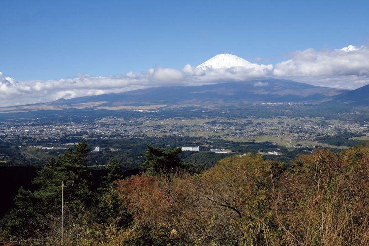 足柄城の二の曲輪付近からの眺望。城は本丸から北側の五の曲輪まで、なんと300ｍにわたって遺構が残っている。まさに巨大山城といえる。