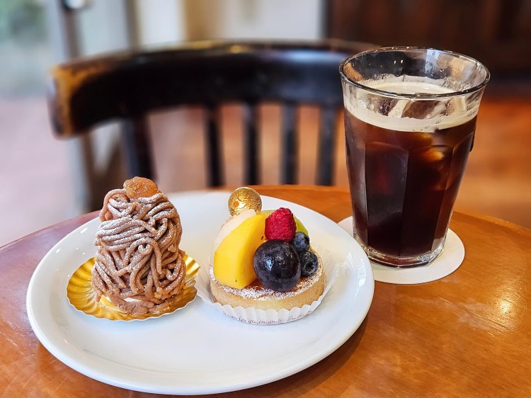 モン・ブラン 650円、タルトレット・セゾン 620円、アイスコーヒー 560円。