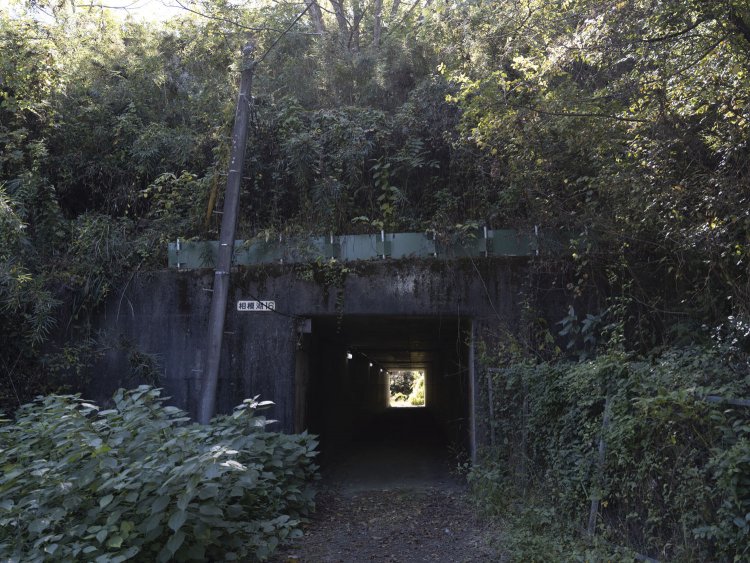 カルバートの反対側。現在線と廃道との間に神社があって、そこへのアクセス道らしい。通行は可能だ。