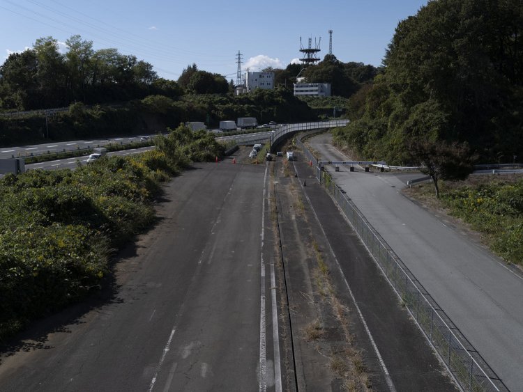 分岐部分をズームしてみる。鉄道線路の付け替え箇所みたいな雰囲気である。