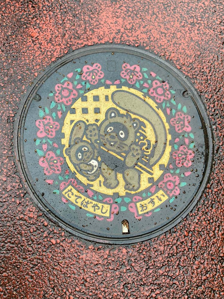 人？の良さそうな茶釜タヌキ。この他にも、館林のキャラクター「ぽんちゃん」（こちらも分福茶釜がモチーフ）のデザインもある。