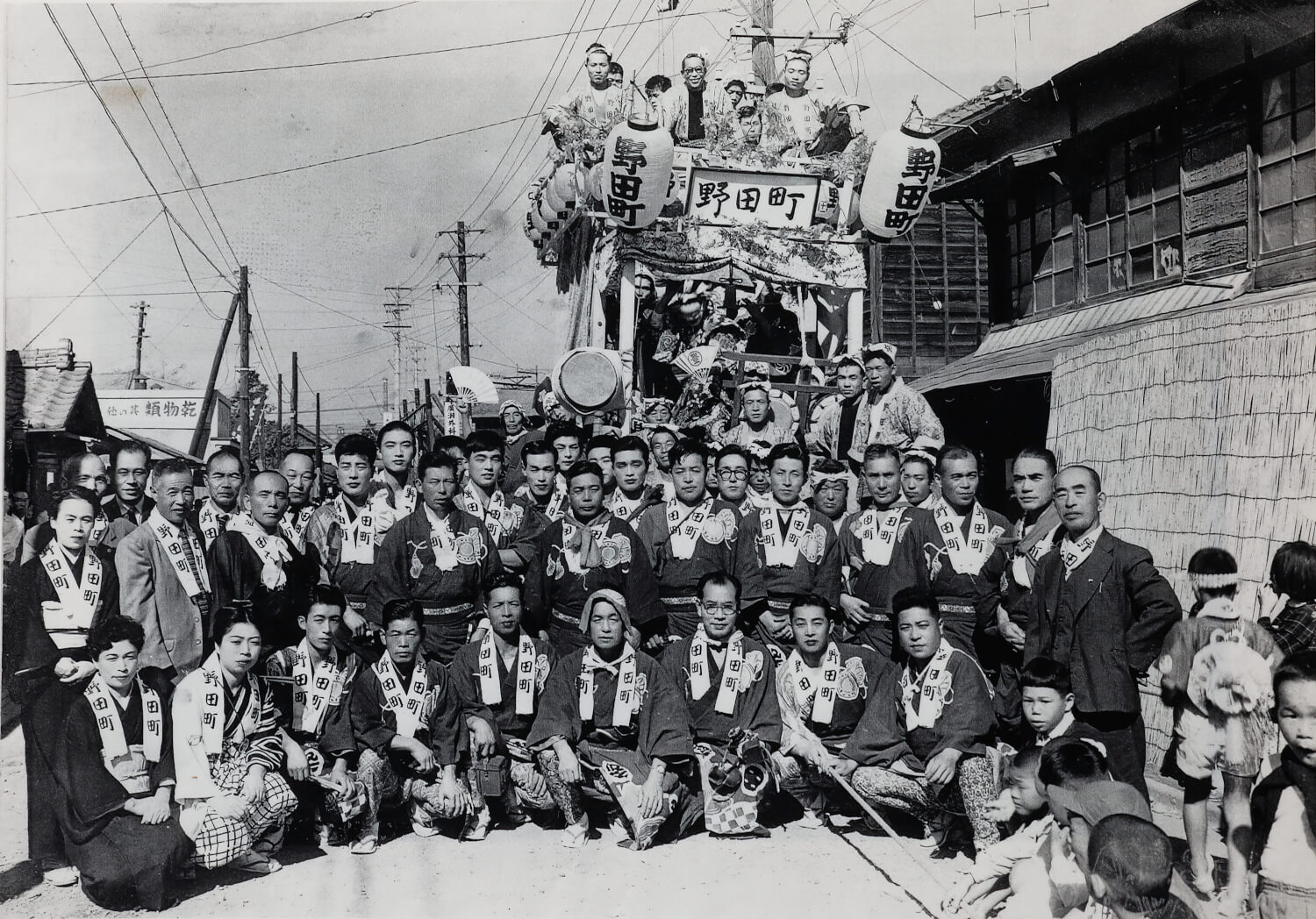 1958年、野田地区は山車を借りて祭りに参加。