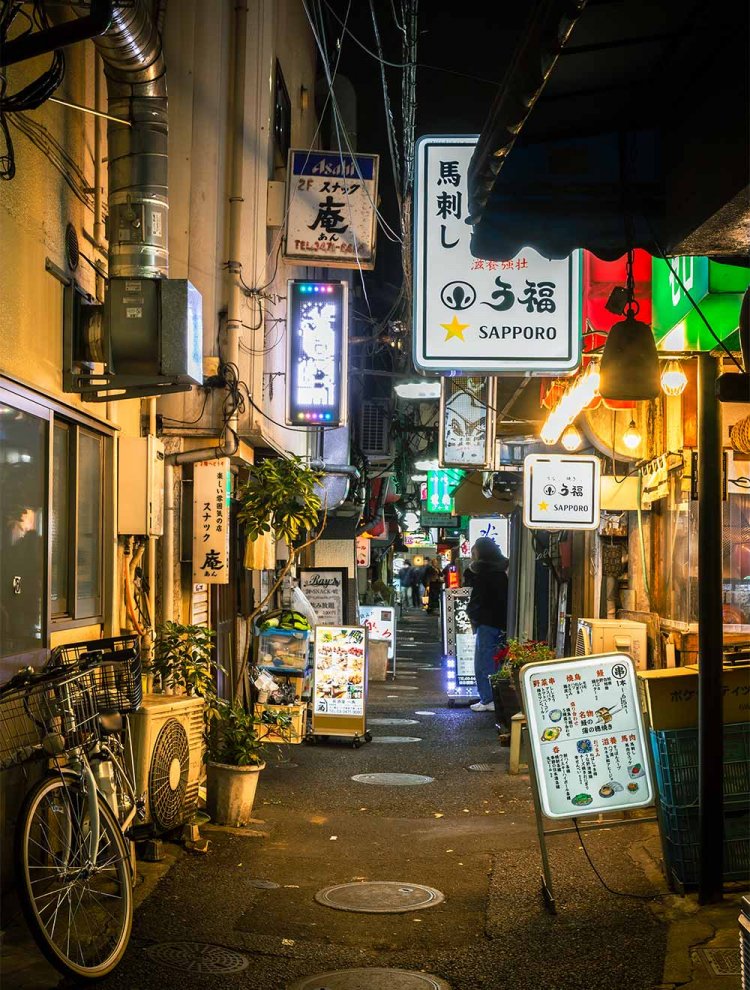 駅に隣接する東小路飲食店街。大井町を代表する迷路のような横丁巡りも楽しい。