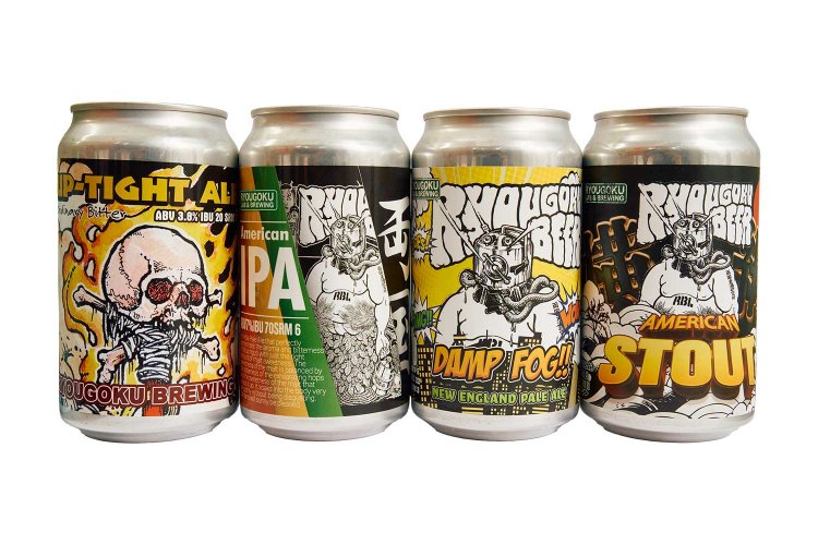 左からアップタイトエール605円、両国IPA、NEペールエール、横綱アメリカンスタウト各660円。