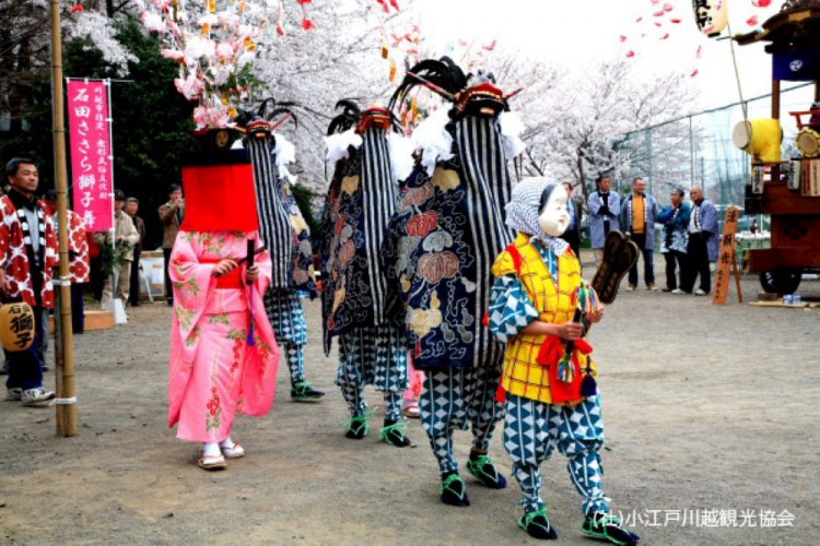 4月20・21日に石原町地区で行われる「石原のささら獅子舞」。