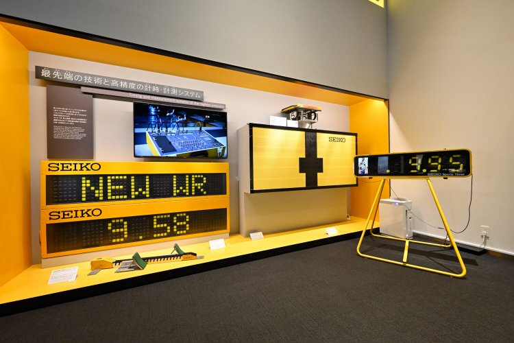 2009年の世界陸上でウサイン・ボルトの世界新記録（9秒58）が出た際に使われたトラックサイドクロック。