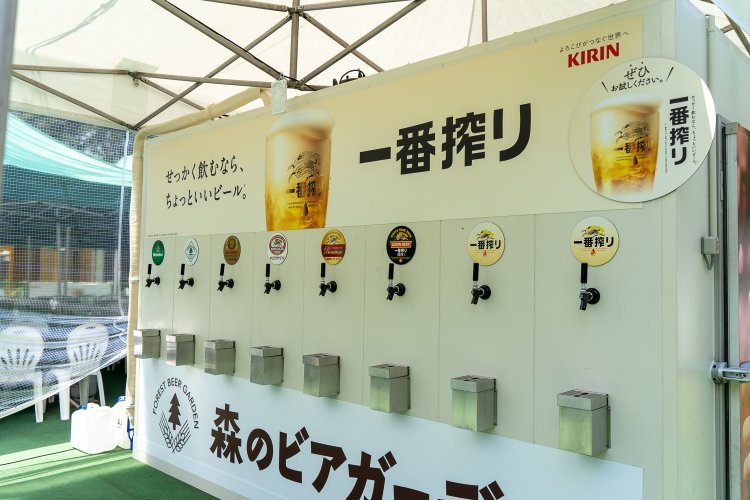 ビールはキリンが取り扱う7種類。キリン一番搾りがいちばん人気だが、昨年は一番搾りプレミアムが並んで2位。3位はハイネケンで女性に人気だったそう。