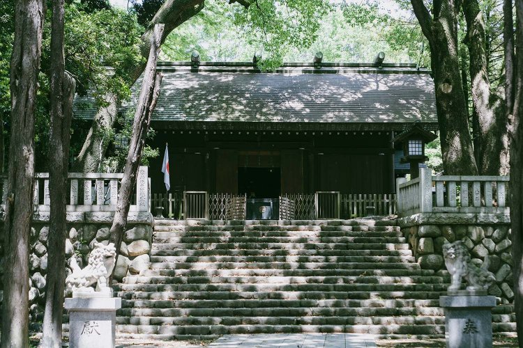 商店街から少し入ったところにある立派な洲崎大神。木漏れ日が当たり、より荘厳に見えた。癒やされる。