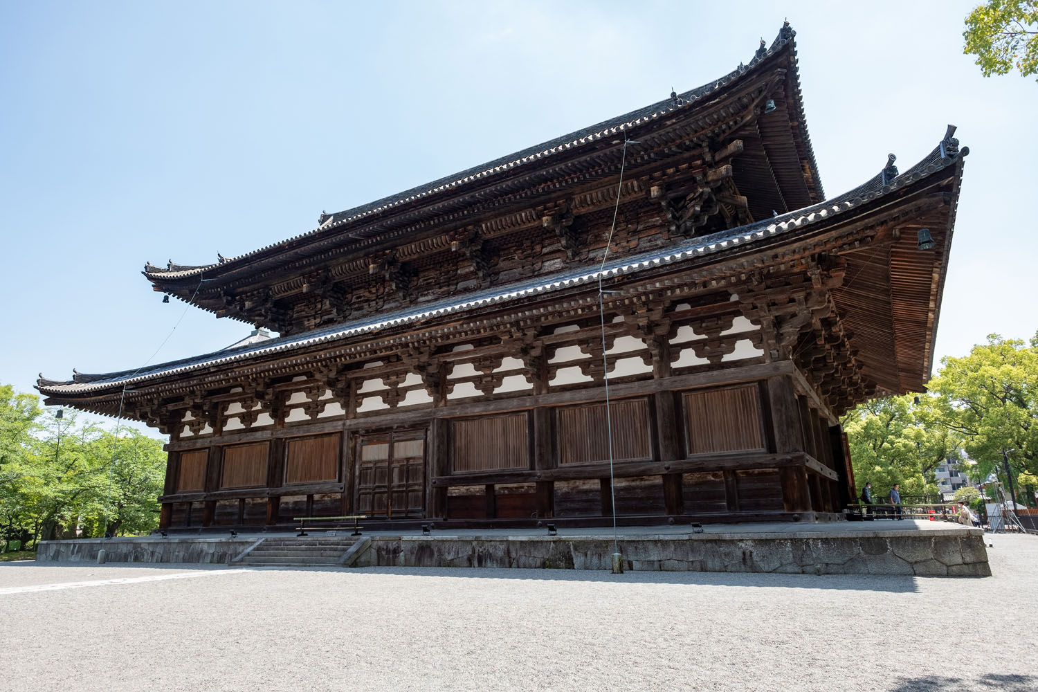 東寺の本堂にあたる金堂は「和様」と中国の「大仏様」が混ざった桃山時代の代表的な建物。