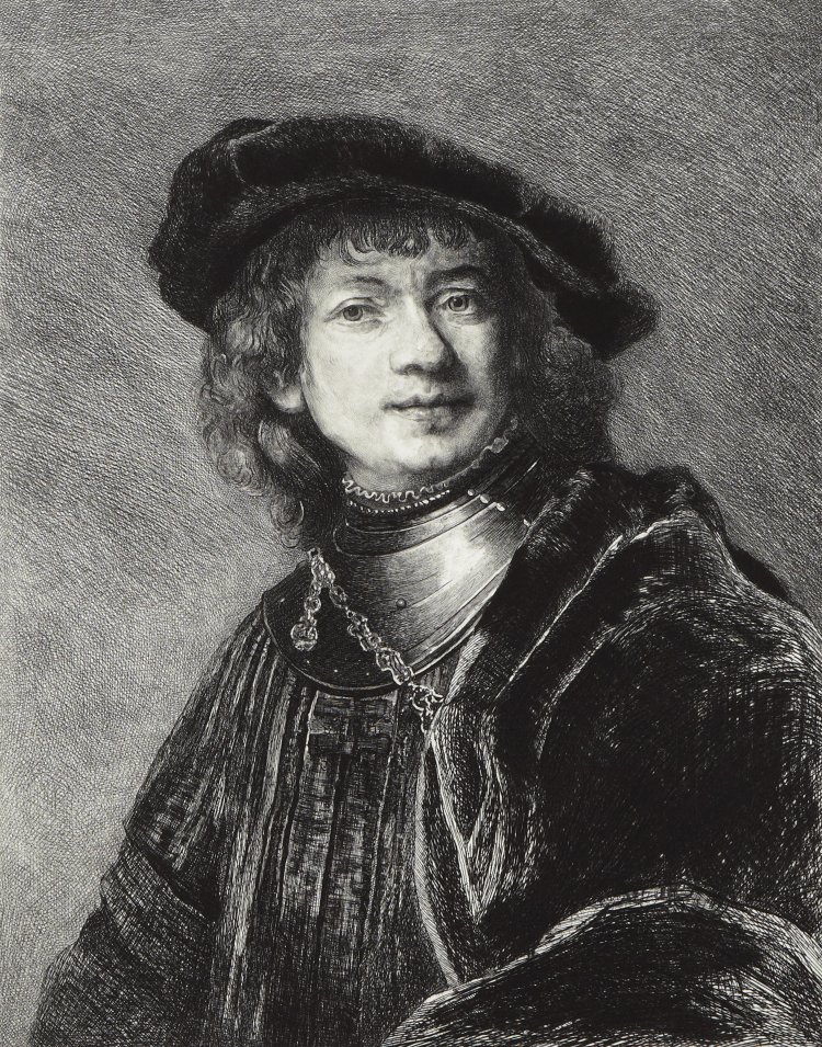 《ベレー帽を被った自画像》レンブラント・ハルメンス・ファン・レイン  。