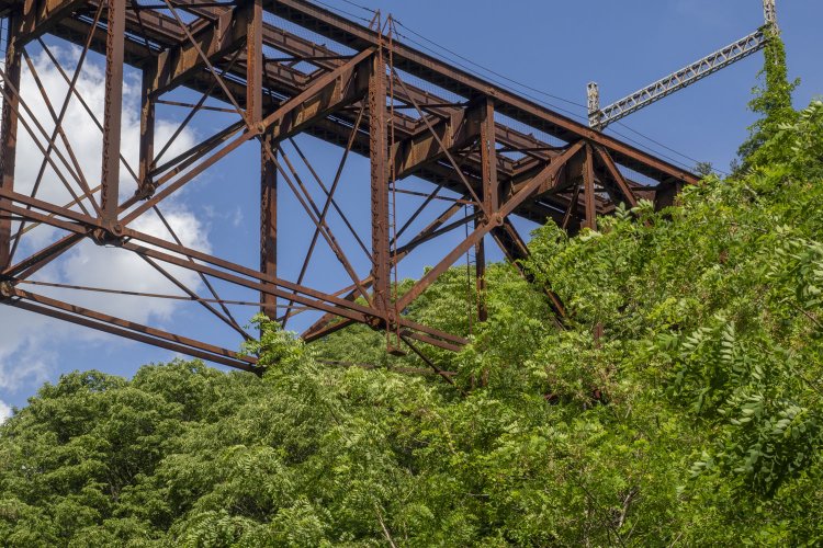 緑と赤と青の世界。赤錆びたと思っていたのは塗装なのではないかとも思った。ピン結合と緑との対比も美しい。