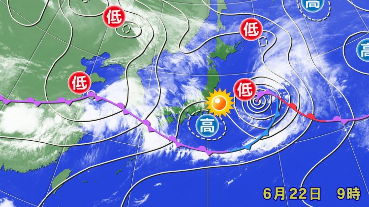梅雨入りした後、梅雨前線が南下。関東地方は晴れて気温が急上昇した。