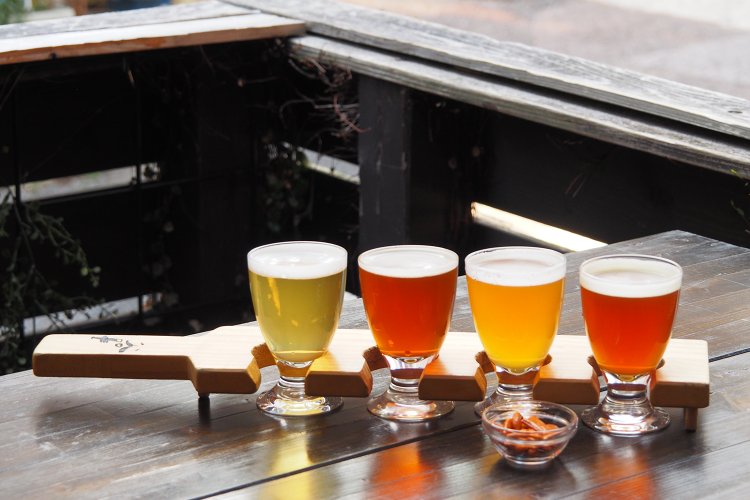 谷中ビアホールオリジナルテイスティングセット。