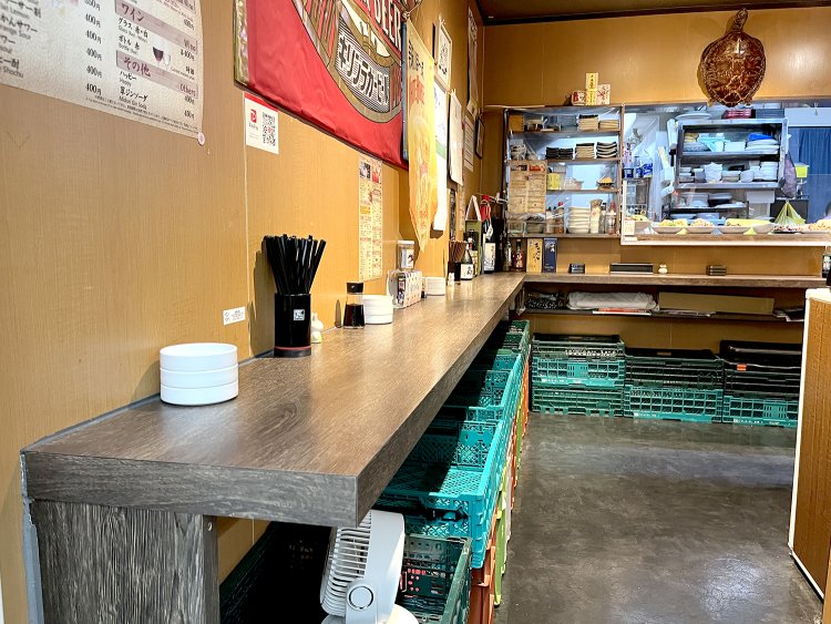 MAX30人くらいのカウンターのみの立ち飲み店。「ニュー新橋ビル」の地下1階で立ち飲み店はここだけだ。