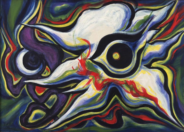 岡本太郎『疾走する眼』1992年。