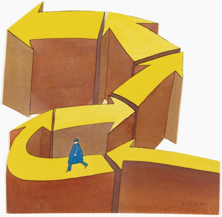 無題 1968年頃 フォロン財団  (C)Fondation Folon, ADAGP/PARIS, 2024-2025。