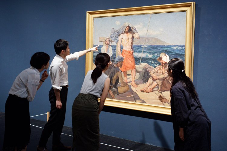 「サマーフェス リレートーク」イメージ。リレートークでは、3人のガイドスタッフが所蔵作品を1点ずつリレー式に紹介。作品について深く学べる。