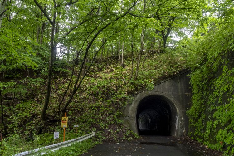 振り返って第一愛宕トンネル。道が少々広がっているのは対向車すれ違いのためか。