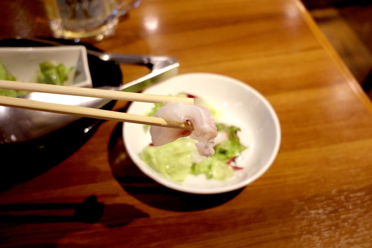 カルパッチョに入っていた旨味あふれる鯛の刺し身。使う魚は季節によって変わるそう。
