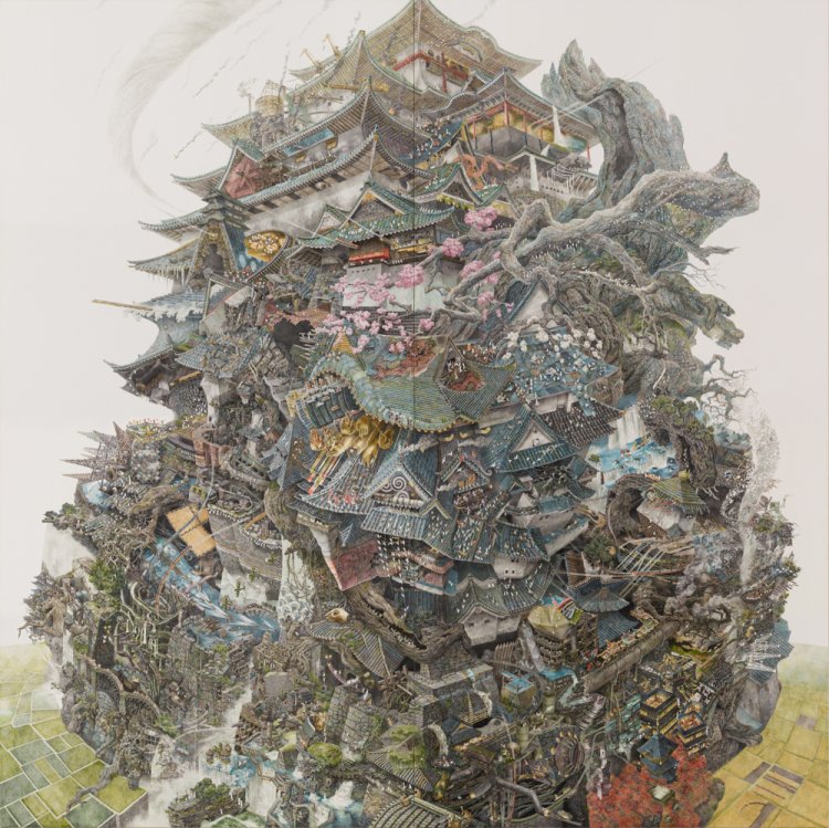 池田 学『興亡史』2006年 H.200×W.200 cm (C)IKEDA Manabu, Courtesy of Mizuma Art Gallery 撮影＝堀内カラー。