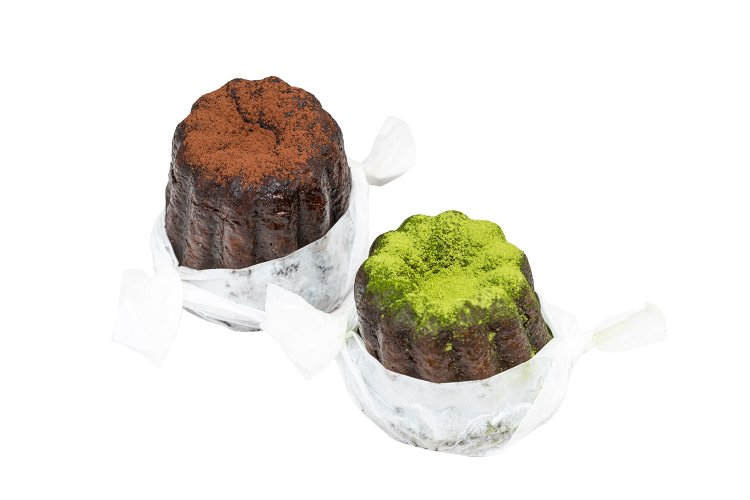 濃厚チョコレートカヌレ450円、宇治抹茶カヌレ450円。