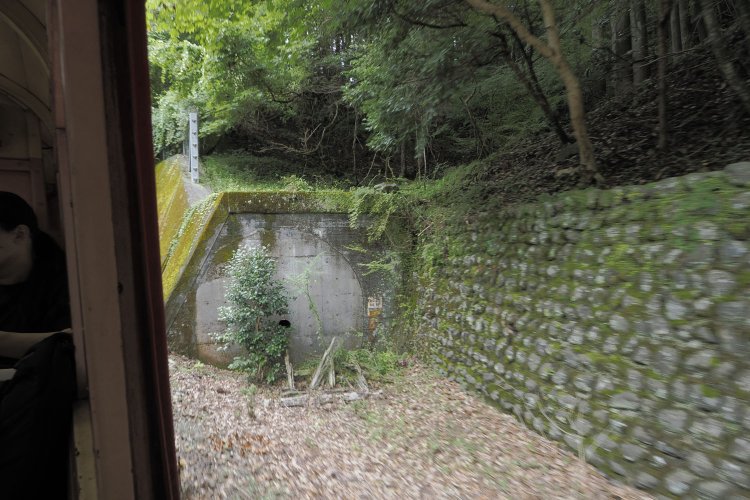 旧線久保山トンネルの井川側出口は埋められていた。ここが合流地点である。2024年8月16日撮影。